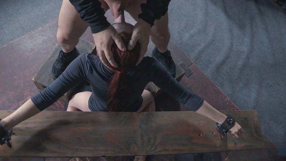 Ruthless dungeon throat demolition with pale redhead Violet Monroe gagging - 5