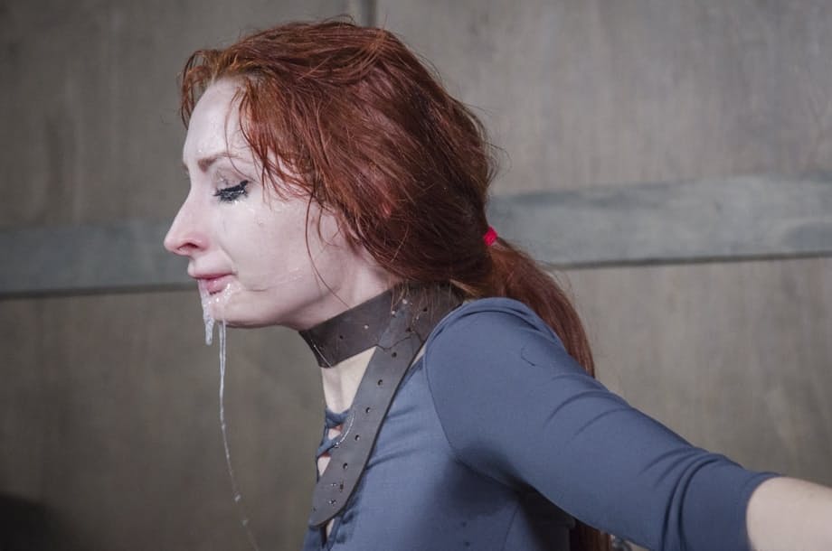Ruthless dungeon throat demolition with pale redhead Violet Monroe gagging - 11
