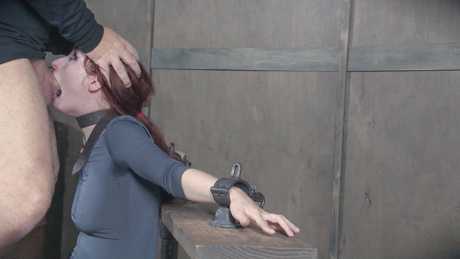 Ruthless dungeon throat demolition with pale redhead Violet Monroe gagging - 14