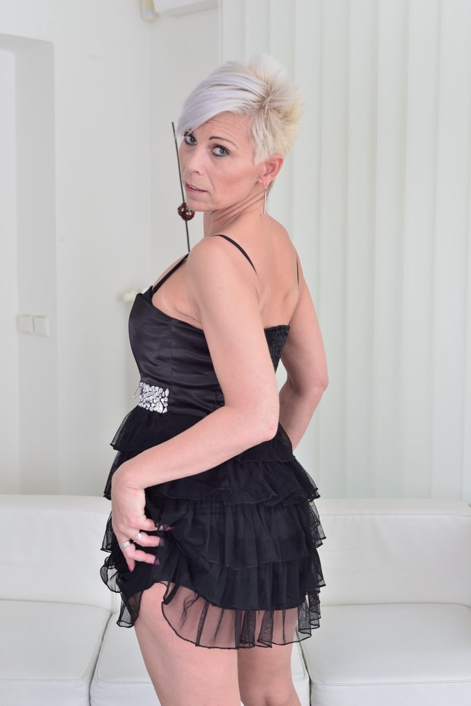 Kathy White exhibitionist ass spread mature small saggy tits heels - 2