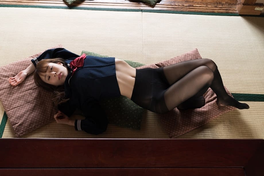 Yuzu slowly teases her naked curves while peeling off that schoolgirl uniform - 5