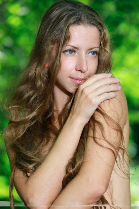Sofiya seductively strips naked, wading solo in shallow forest brook - 16