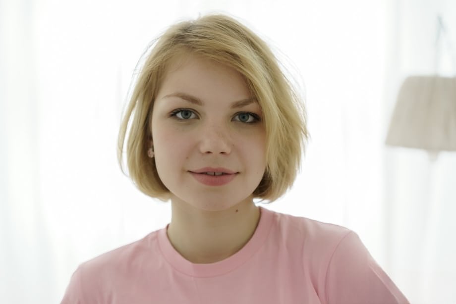 Charming 18 year old with perky breasts takes a dildo to her virgin pussy