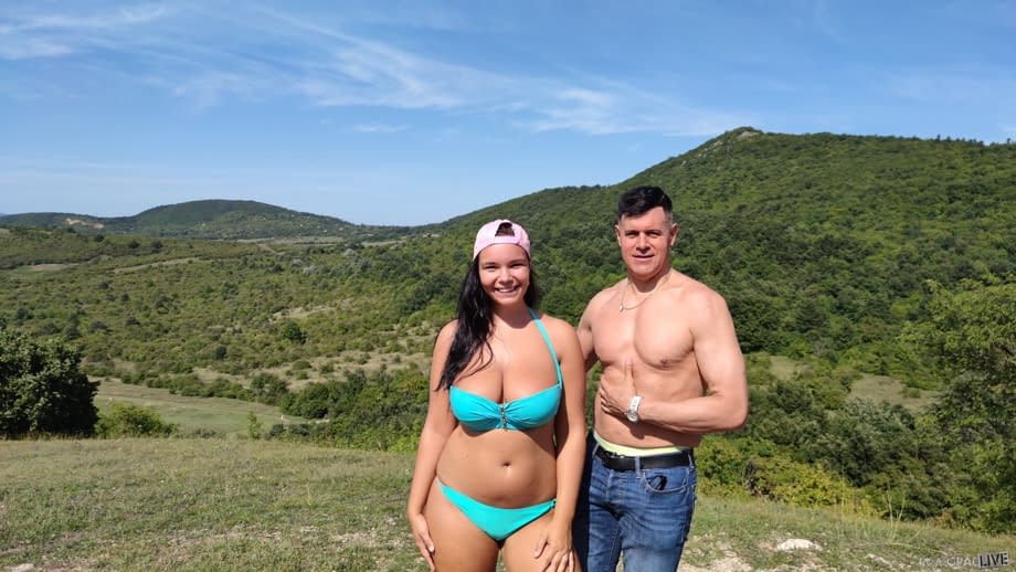 Sofia Lee strips outdoors, unleashing massive natural tits from skimpy micro bikini - 9