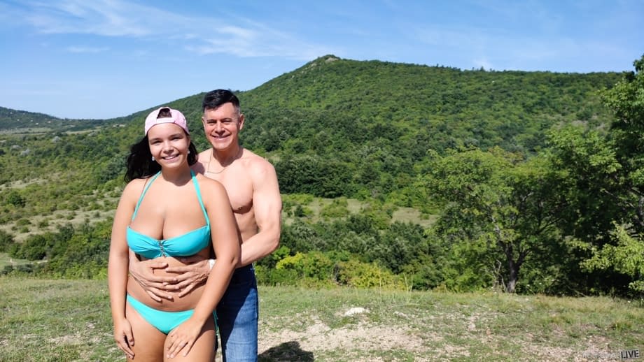 Sofia Lee strips outdoors, unleashing massive natural tits from skimpy micro bikini - 11