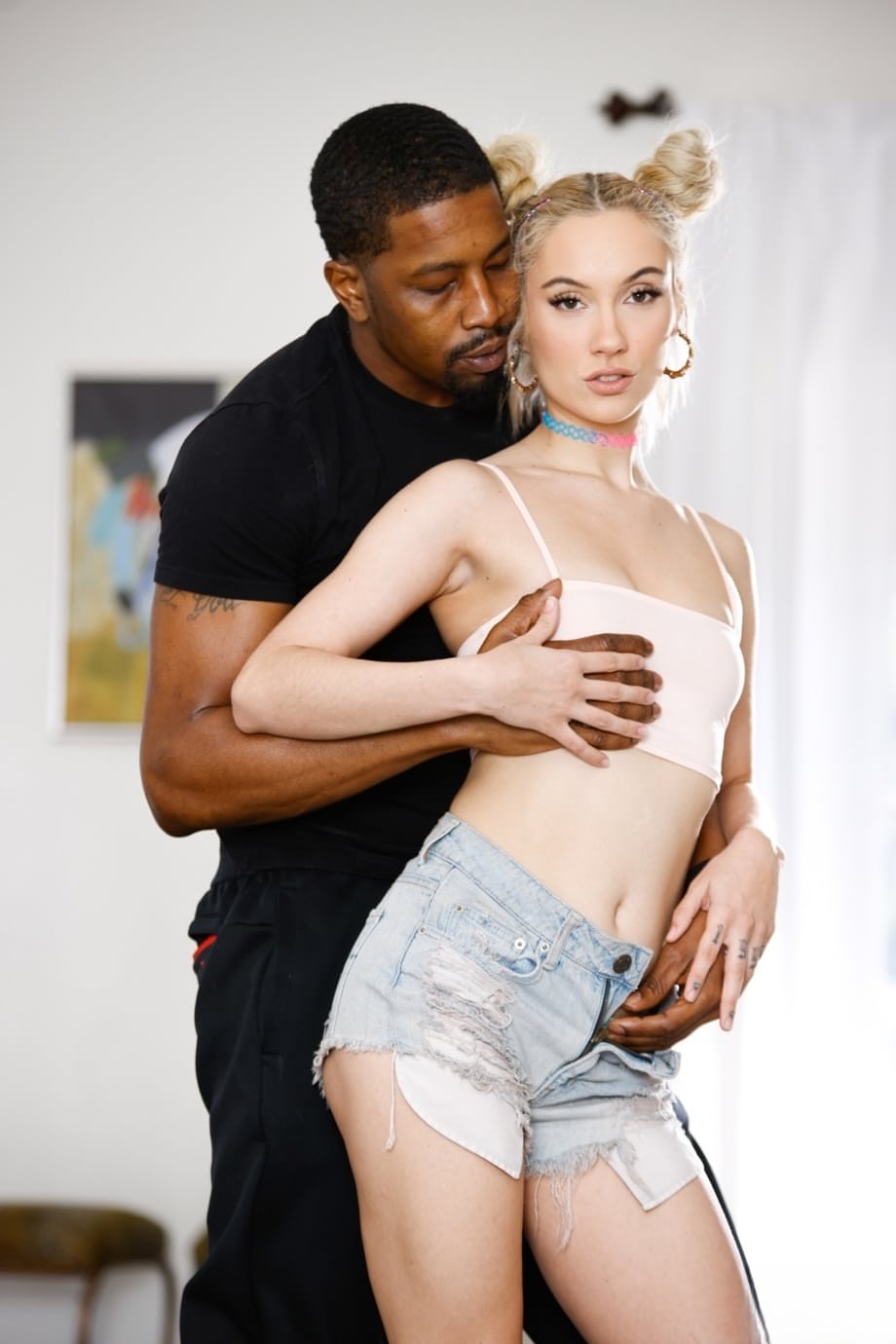 Jazmin Black lusciously devoured by thick ebony cock on soft sheets - 1