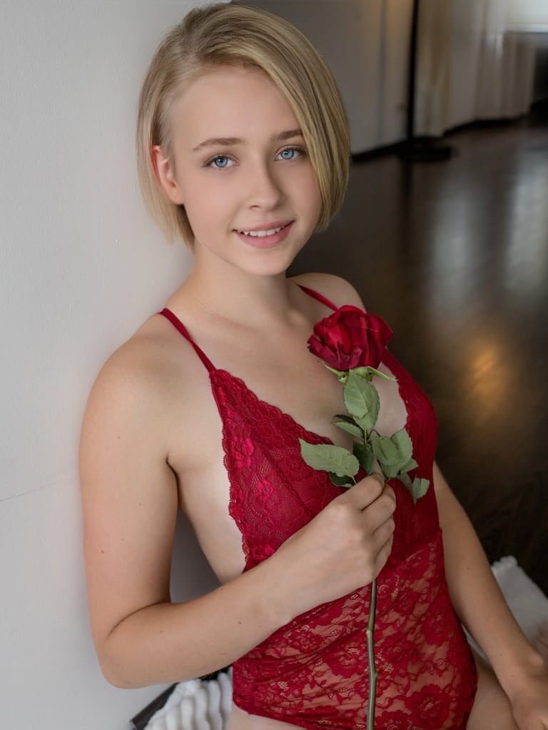 Kamilla teases dripping pink slit from sheer red lace in a slow bare-naked strip - 2