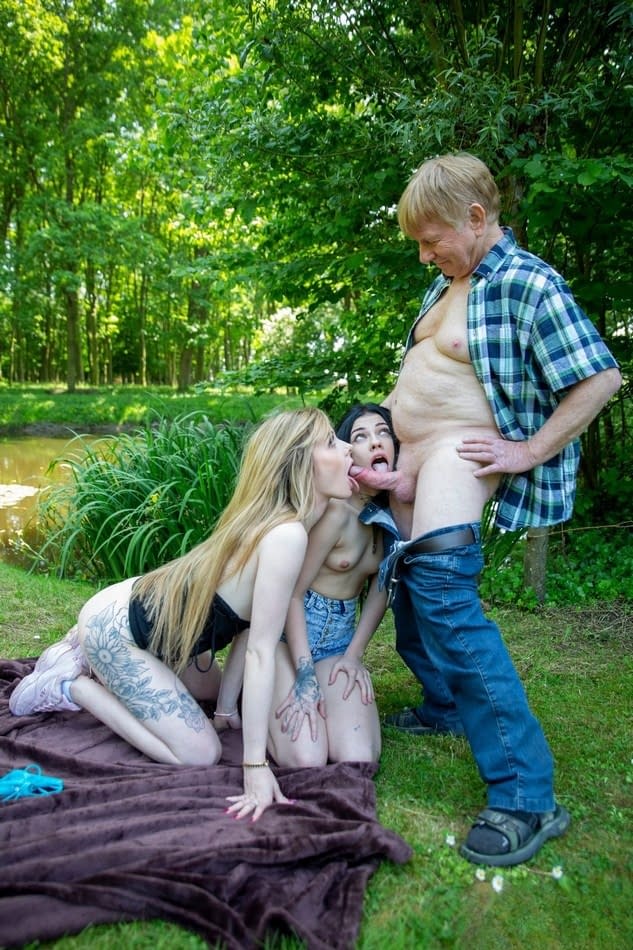 Chloe Heart s’engage dans des pratiques coquines en plein air avec Baby Kitten et le daddy dominant plus âgé - 1