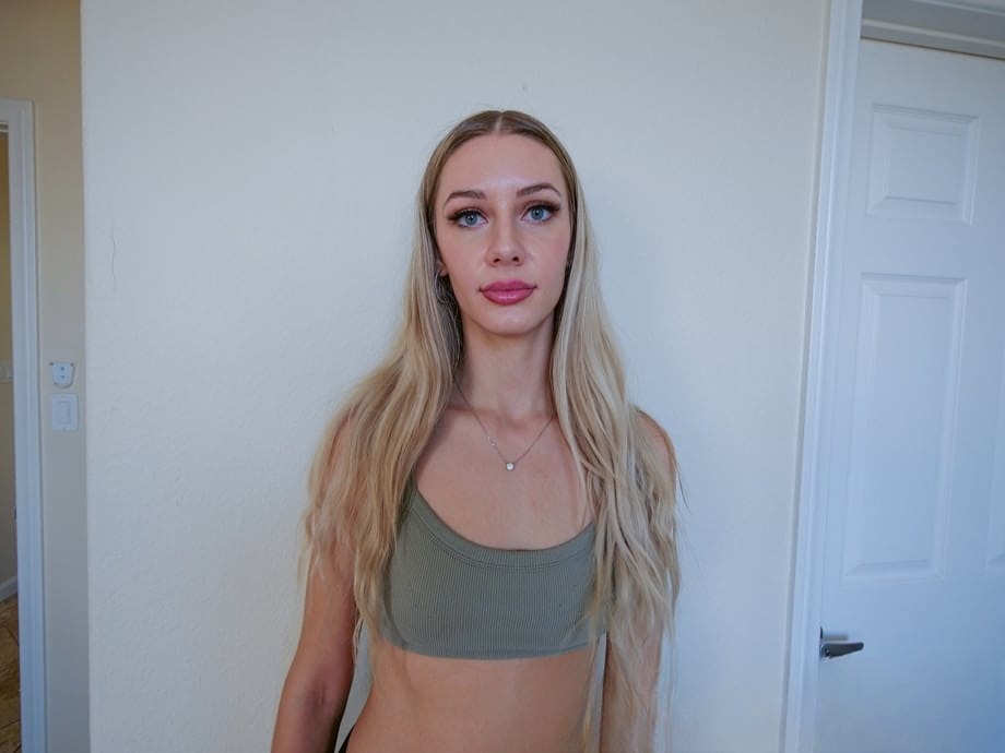 Sizzling blonde Emily Jade gets drenched by thick cumshot on her heaving breasts in raw POV sex - 1