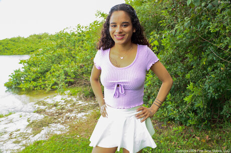 Isabella Jules exposes her fake Latina tits in pristine white skirt and sneakers - 11