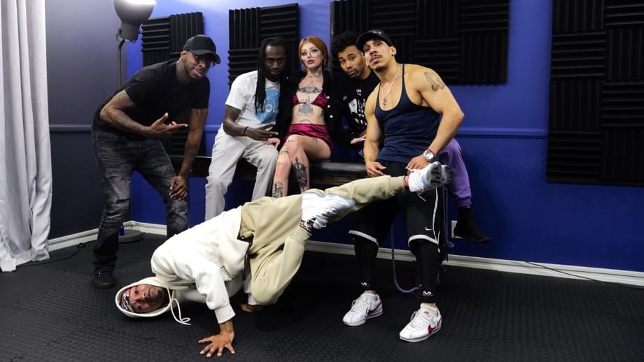 Riley Moon's Tattooed Curves Drenched in Interracial Creampie Gangbang - 1