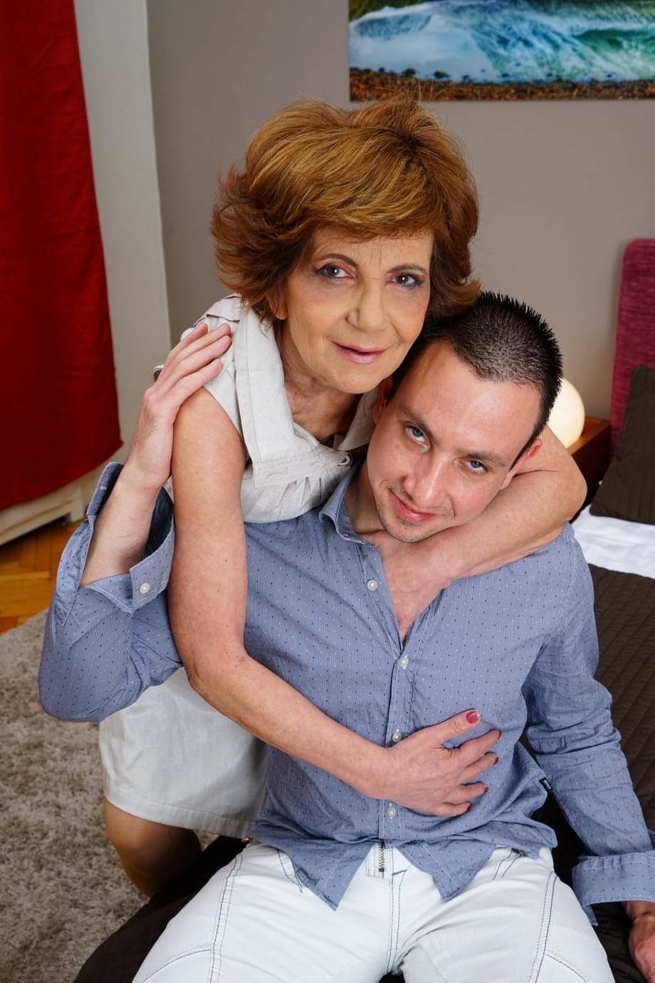 Katala horny granny teases toy boy with lacy panty flash - 6