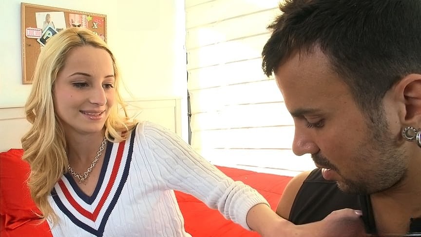 Explicit Missy Sweet blonde teen giving deep intense blowjob before hardcore fucking - 1