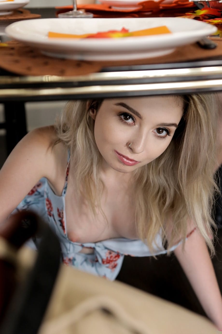 Lexi Lore and naughty Violet orally please under table before deep fucking - 17