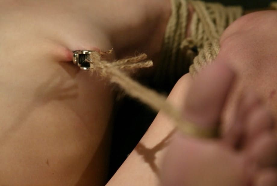 Explicit Alexa Von Tess suspended in ropes while she fingers her wet pussy - 6
