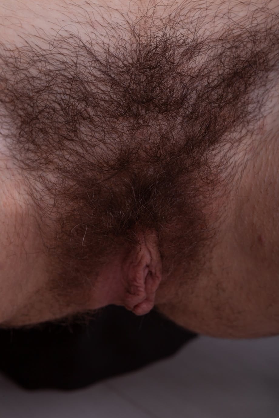 Sara D's amateur wife spreads bare and brushes long luscious pussy hair - 17