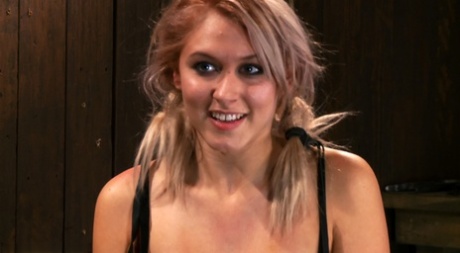 Katie Summers trapped in wicked wooden stocks getting fingerfucked - 16