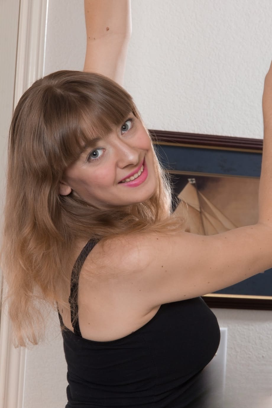 Clara the voluptuous blonde doll reveals her massive tits and hairy pussy - 1