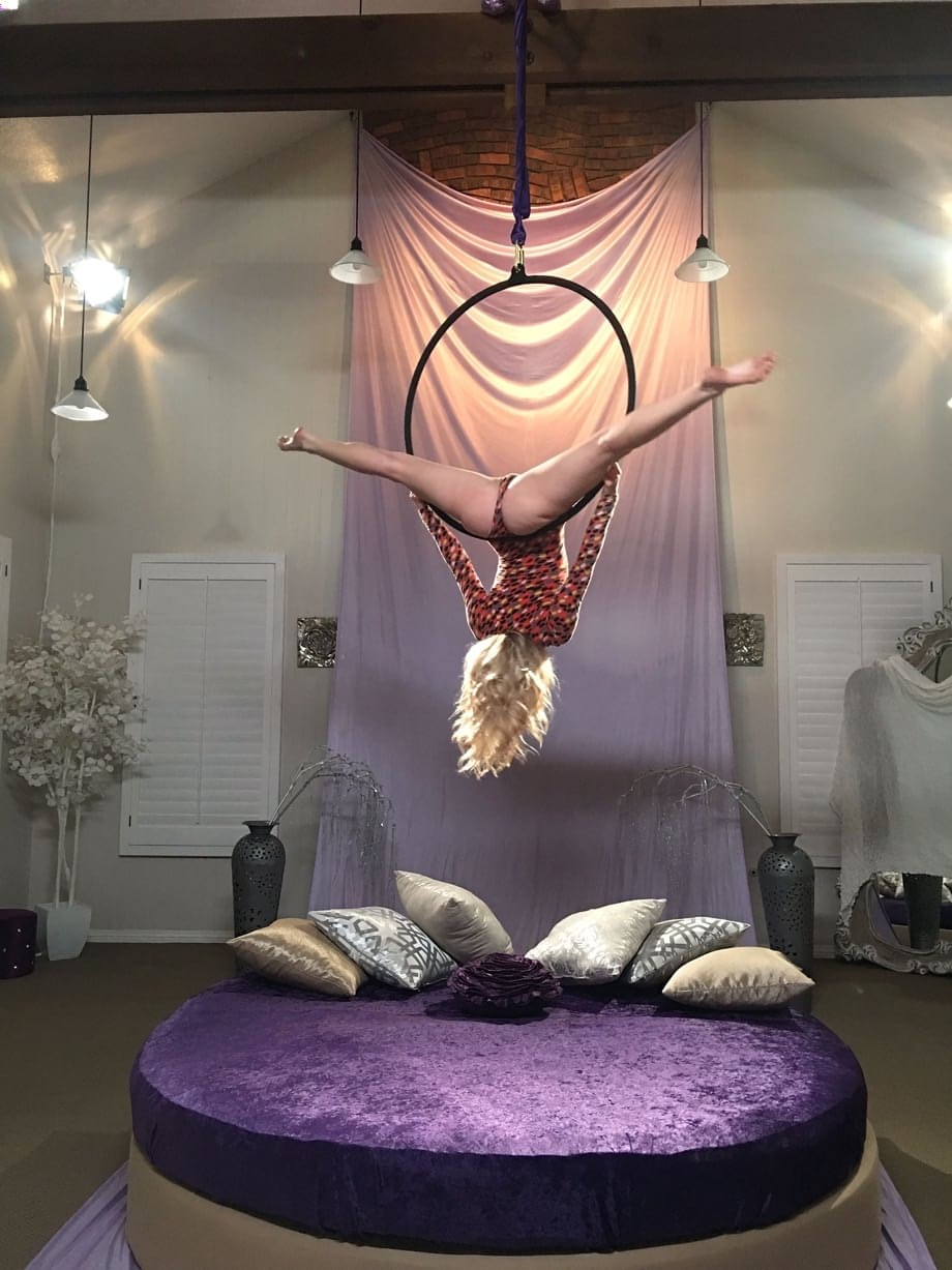Breathless Arya Fae stretches bare in aerial yoga exposing her nipples and perfect round ass - 17