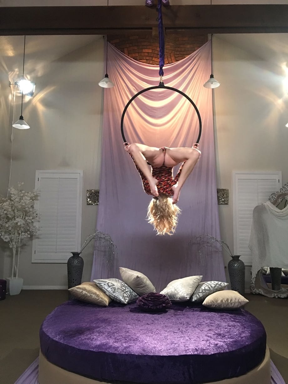 Breathless Arya Fae stretches bare in aerial yoga exposing her nipples and perfect round ass - 18