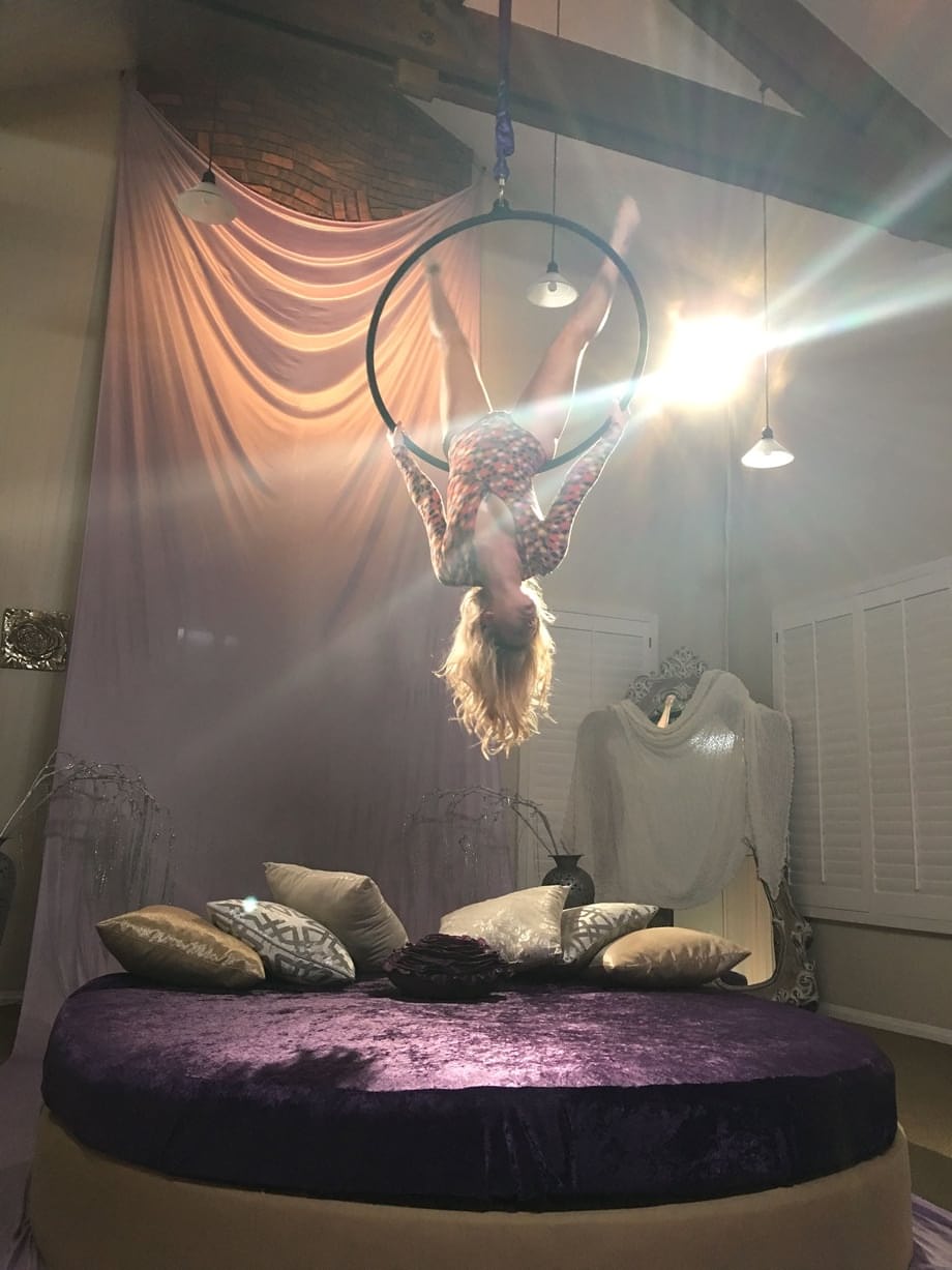 Breathless Arya Fae stretches bare in aerial yoga exposing her nipples and perfect round ass - 19