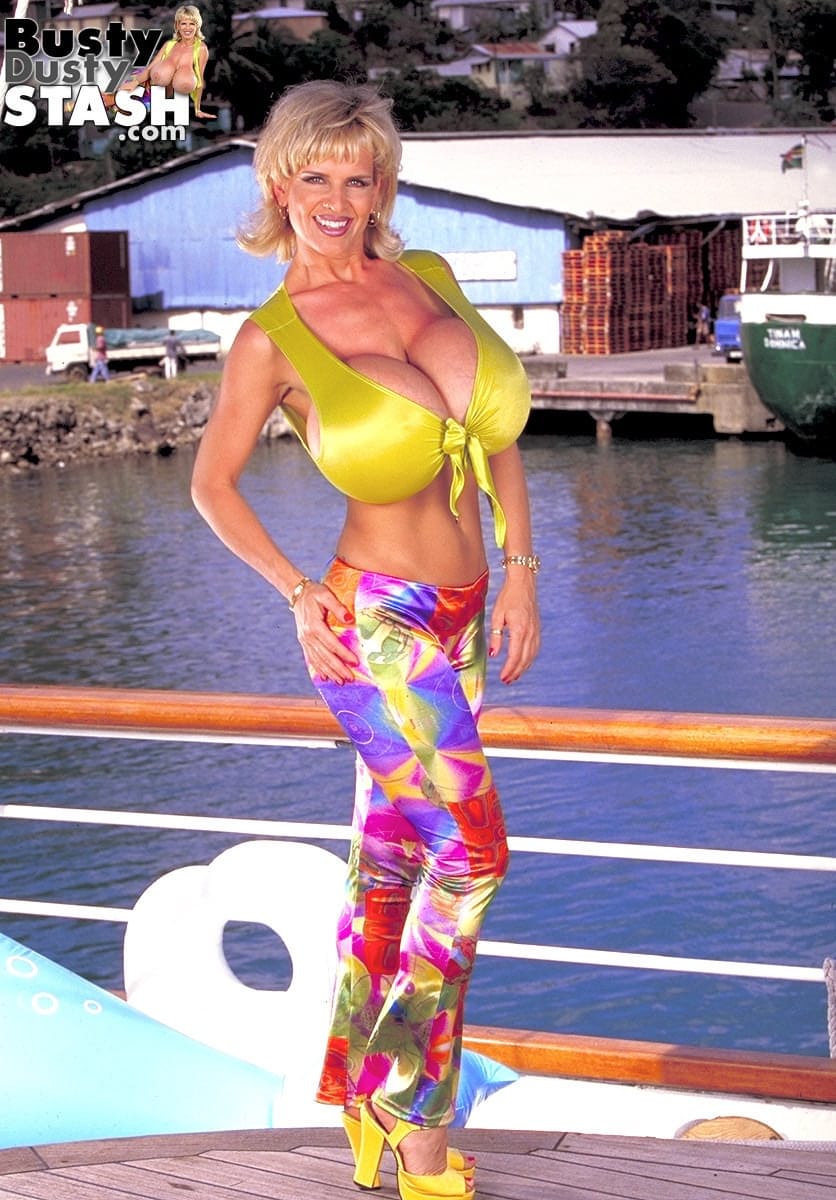 Busty girls and Buster showing giant tits unleashed dockside for hot naughty fun - 1