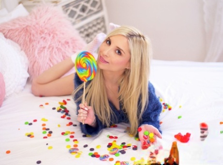 Naughty Piper Perri eagerly sucks a lollipop before an intense POV pounding and thick facial reward - 1