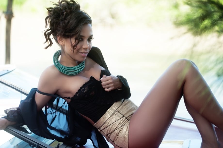 All natural seductive Marga Cifuentes strips completely to show every inch on a car - 2