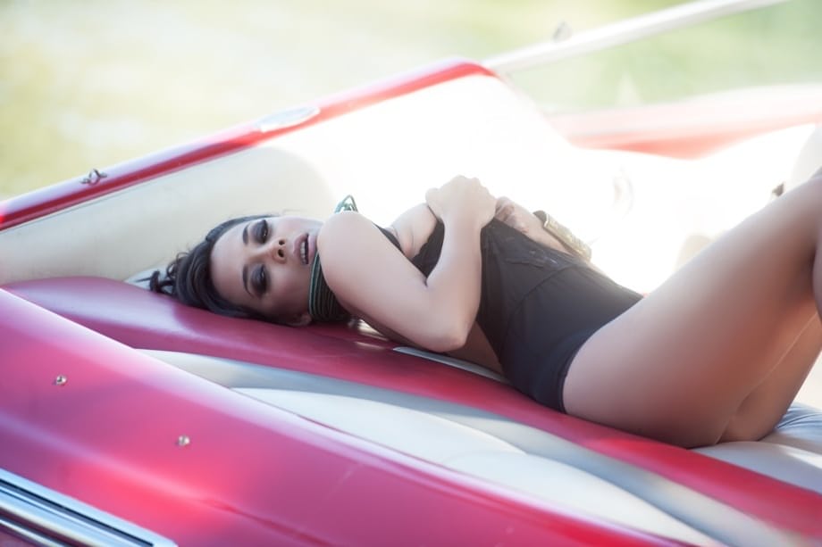 All natural seductive Marga Cifuentes strips completely to show every inch on a car - 7