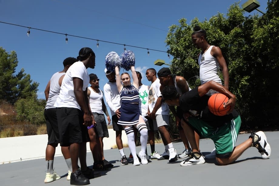 KayBee tattooed cheerleader pounded hard by BBC gangbang - 9