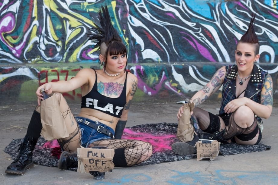 Spiked hair punk girl Rizzo Ford gets fucked hard & has tits and face jizzed