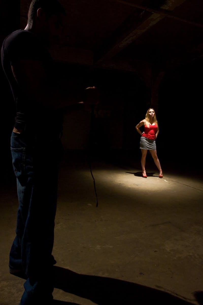 Busty Alexa Von Tess dominating displayed brunette slave in dungeon - 3