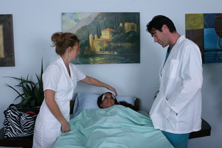 Busty Nurse Savannah Stern Seduces Patient to Pound Her Slick Trimmed Cunt - 8