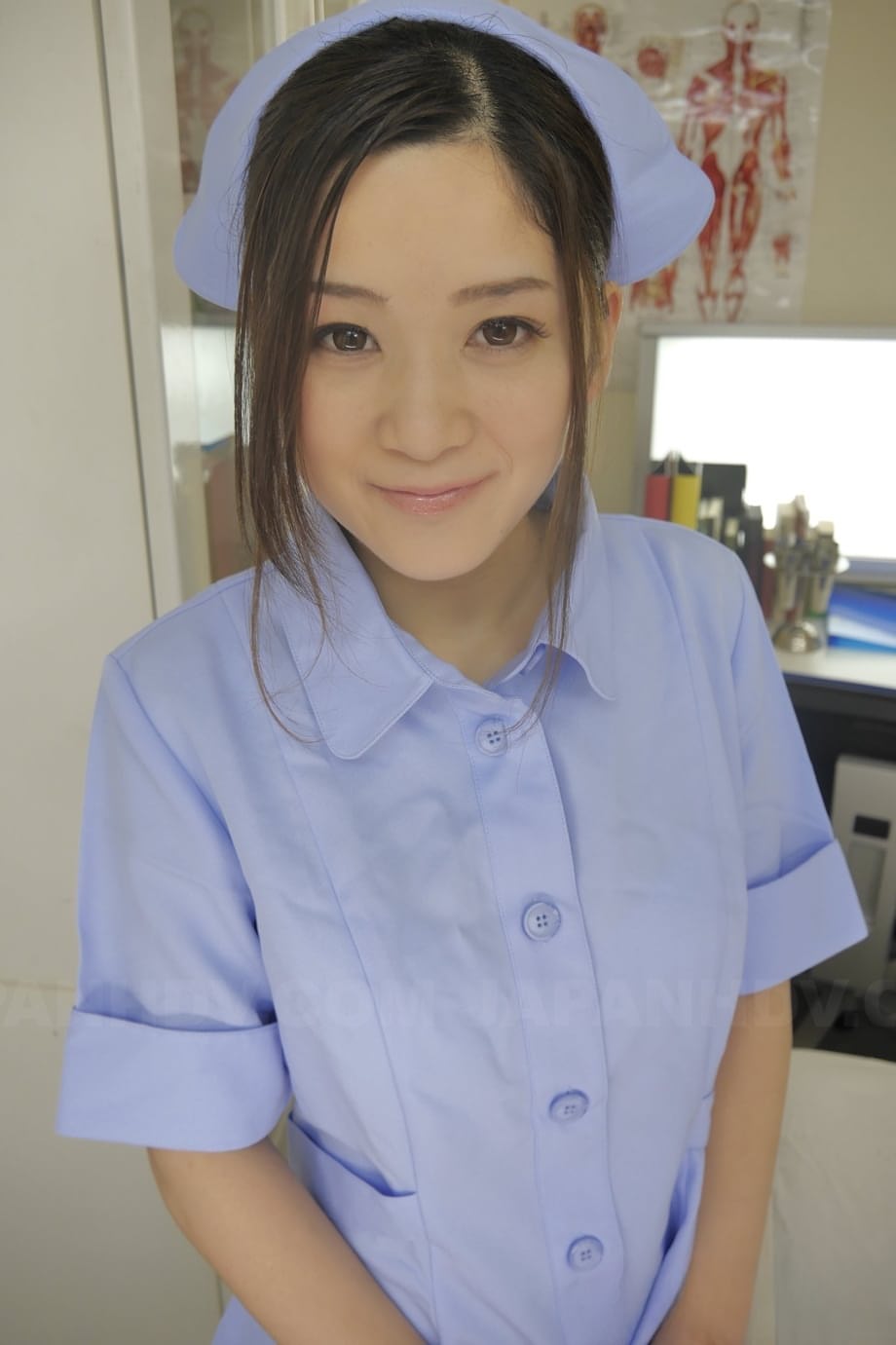 Naughty nurse Anna Kimijima getting her hairy pussy filled with a creampie