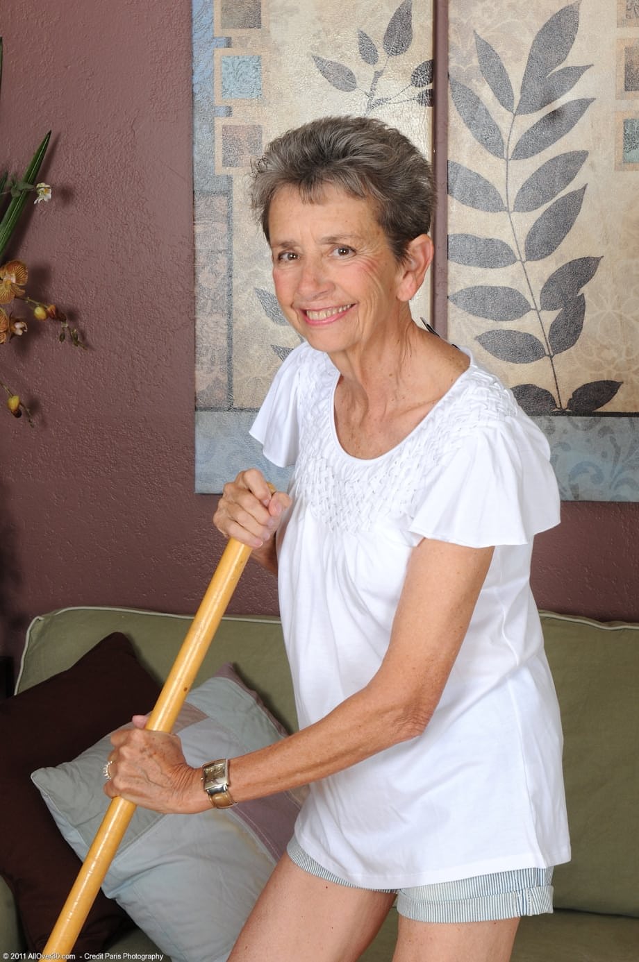 Cassie, our skinny, horny granny, strips slowly and spreads her wet, hairy pussy wide for your lust-filled eyes - 1