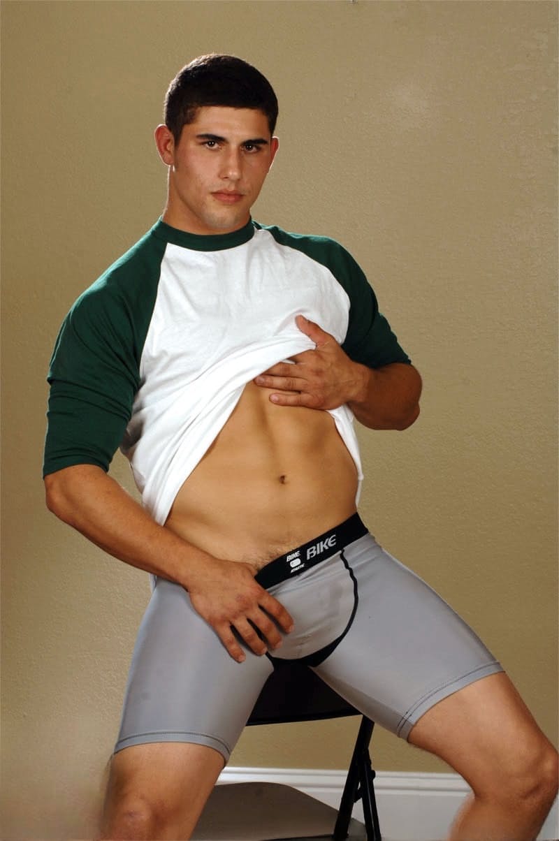 Dishy stud Jimmy Clay showing off his naked athletic body & his delicious cock