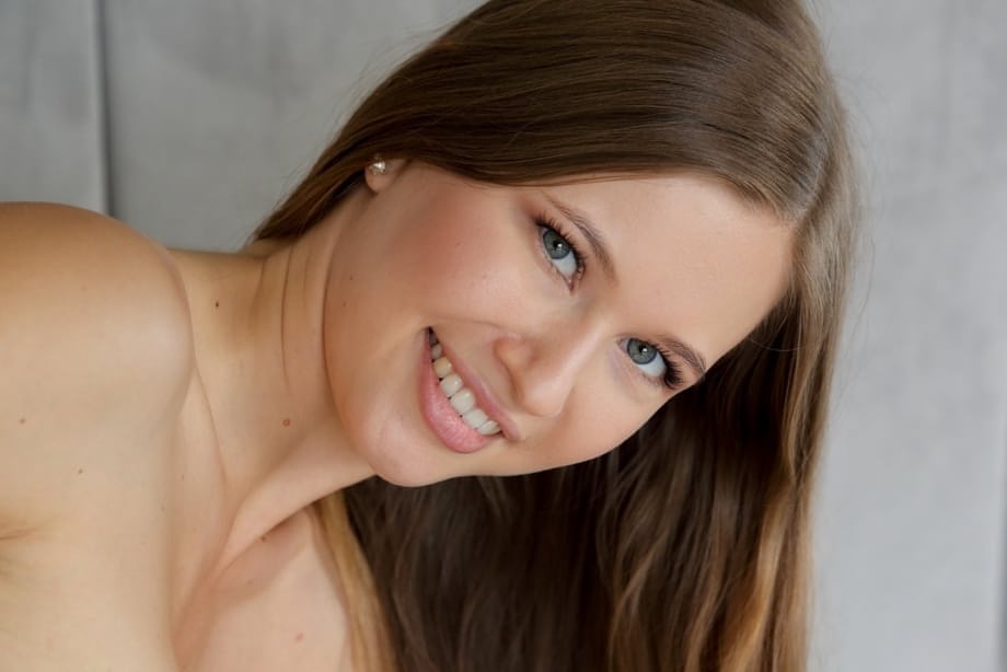 Stunning Stella Cardo exposing bare breasts pleasuring herself on satin sheets - 14