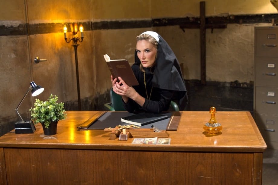Mature nun Audrey Noir and sister Mona Wales explore their filthy dirty fantasies together - 1