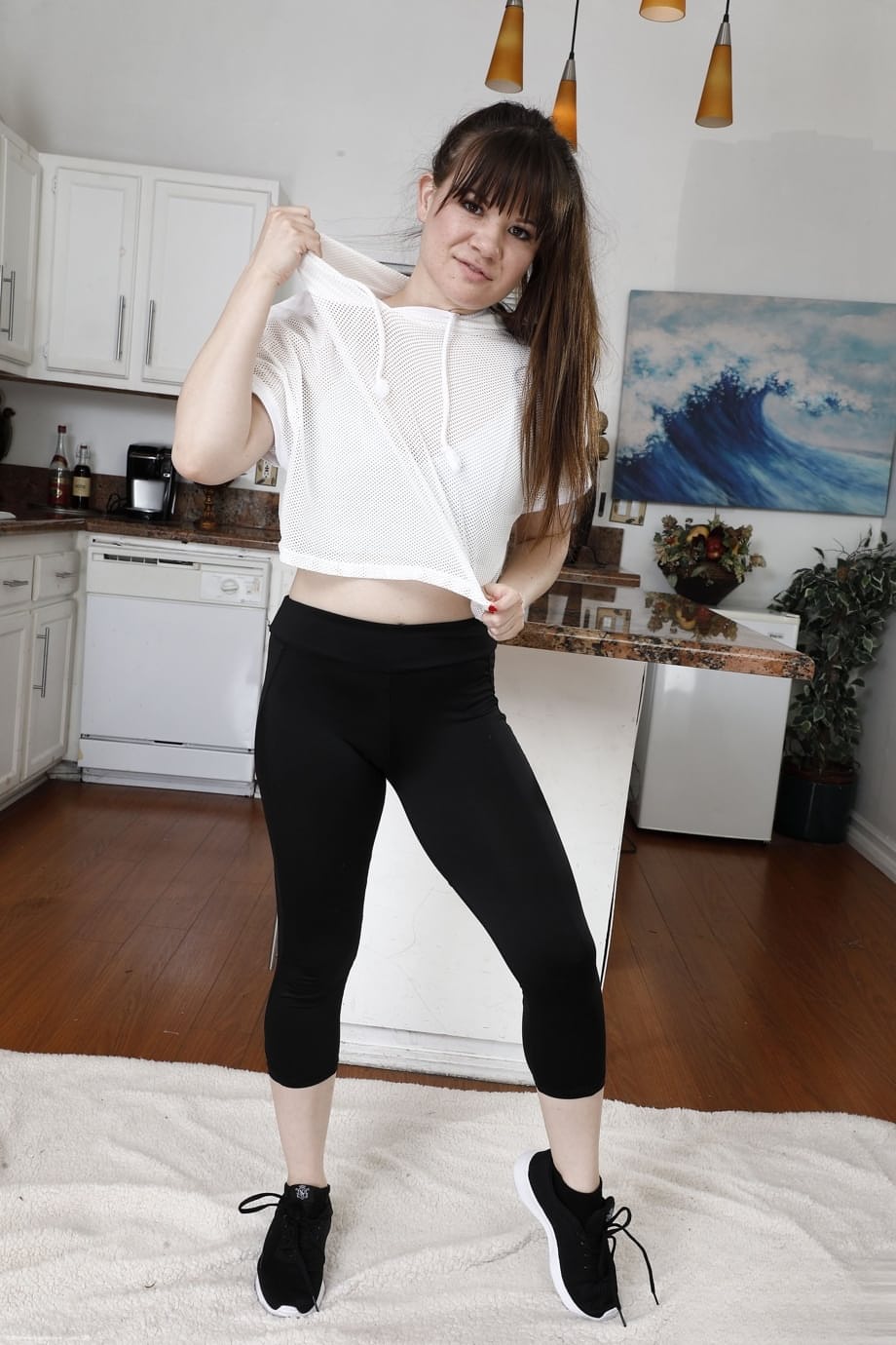 Alison Rey reveals her luscious curves then spreads her moist shaved pussy inches from the lens - 3