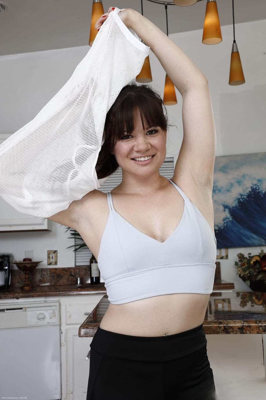 Alison Rey reveals her luscious curves then spreads her moist shaved pussy inches from the lens - 4