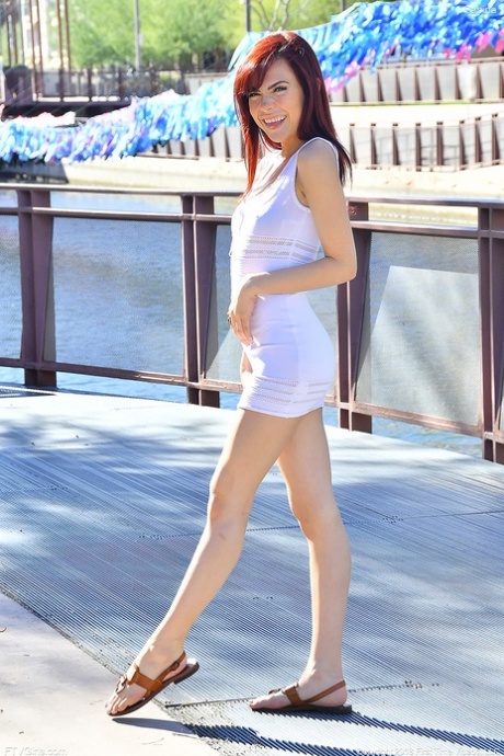 Shameless Sabina Rouge strips tight dress in public revealing her sizzling body - 1