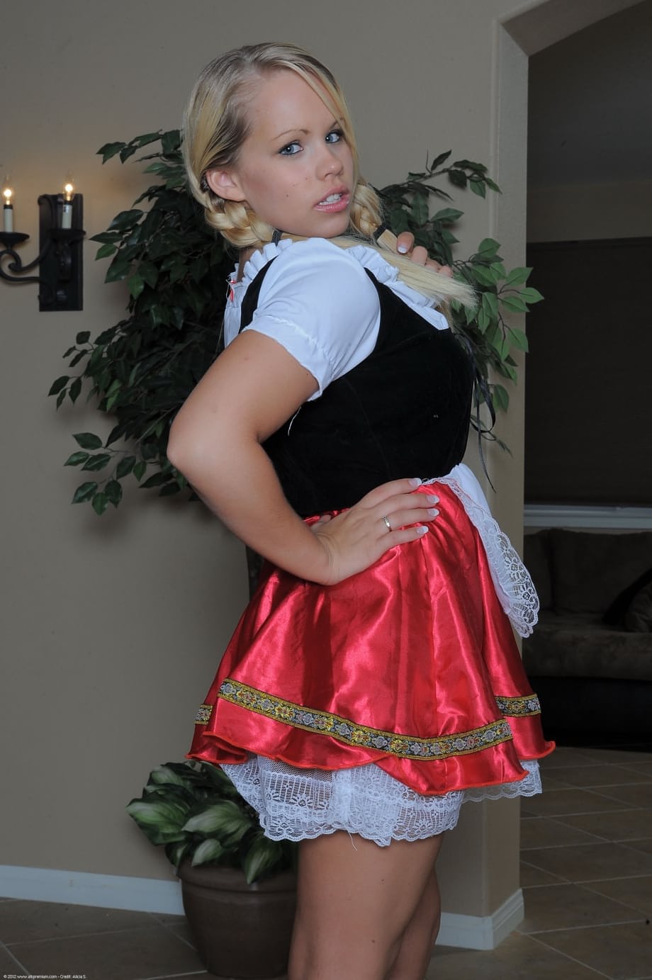 Britney Young strips her maid outfit bare revealing soaking blonde teen pussy - 5