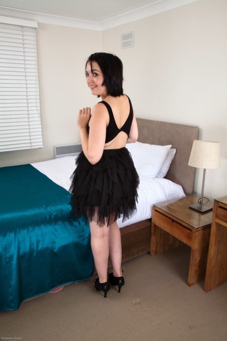 Roxie shyly shows off her hairy bush with a smile - 1
