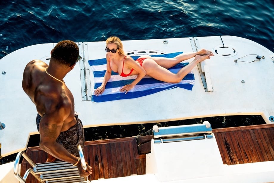 Naughty Brandi Love straddles black cock wildly on a swaying yacht deck - 2