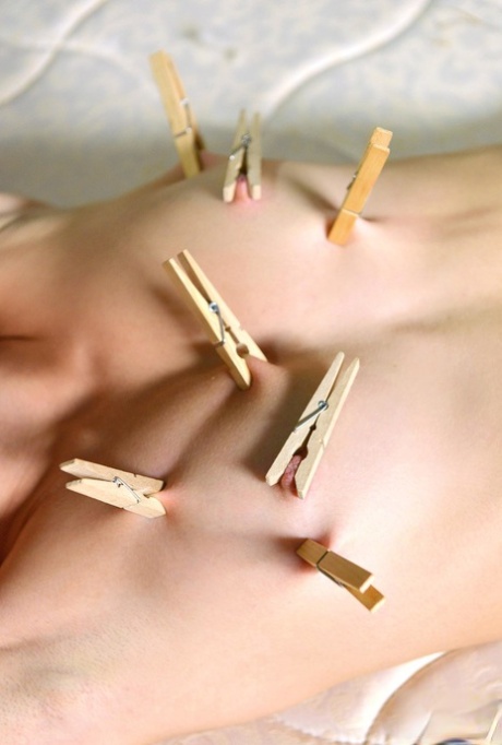 Susana Melo suffers painful clothespins clamped on her tits and cunt by strict domina - 14