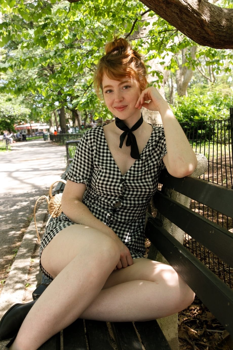 Miss O seduces openly, teasing her perfect ass and tiny tits in public park sunlight - 7