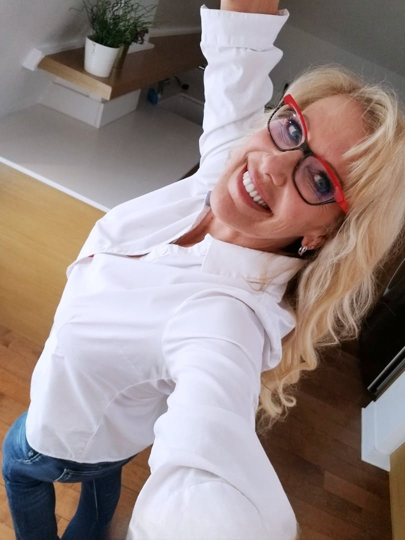 Bianca T strips slow showing huge breasts behind nerdy glasses as hot blonde mom - 13