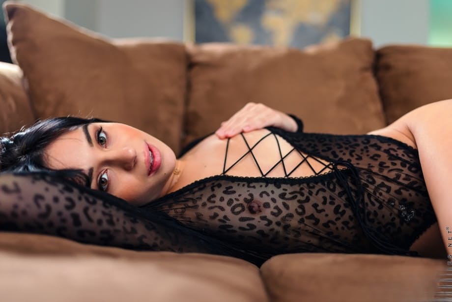 Aria Valencia’s petite body trembles as lace-clad fingers fuck her dripping pussy senseless - 10