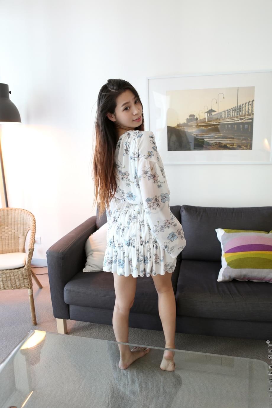 Teen Abbie seductively spreads and fingers her silky shaved slit - 2
