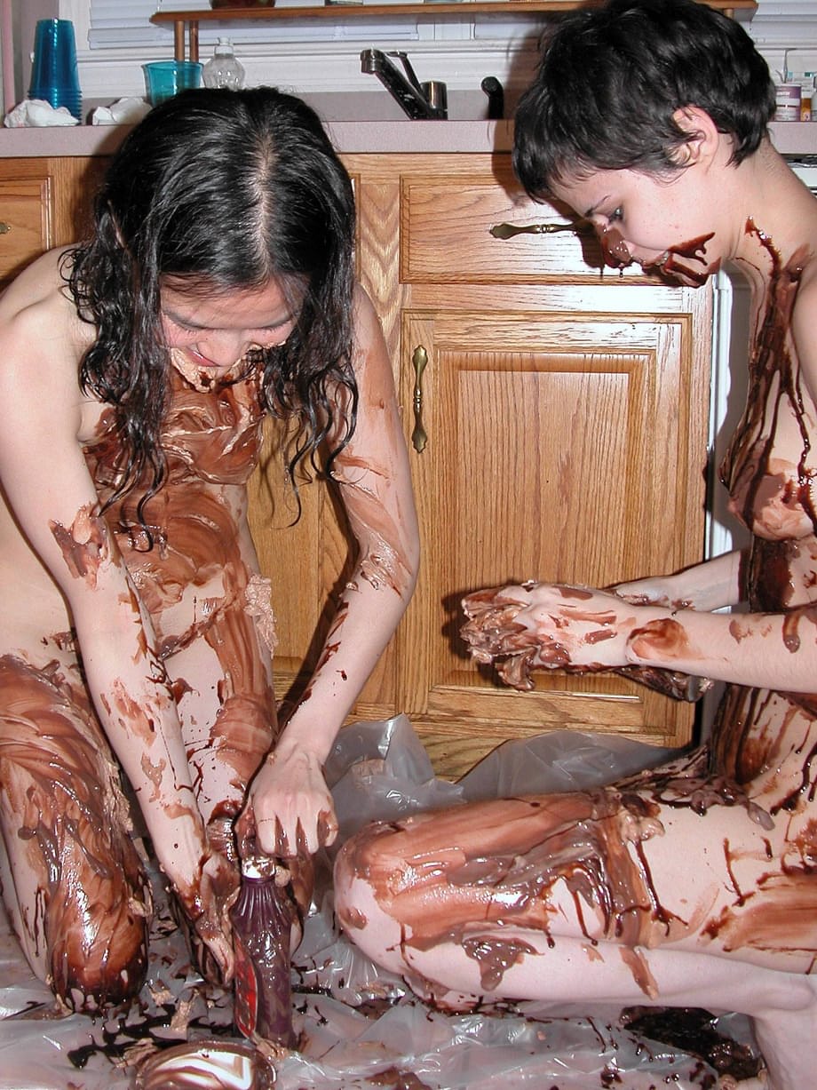 Roxanne and her playful lesbian lover sensually coat bodies in silky chocolate desire - 8